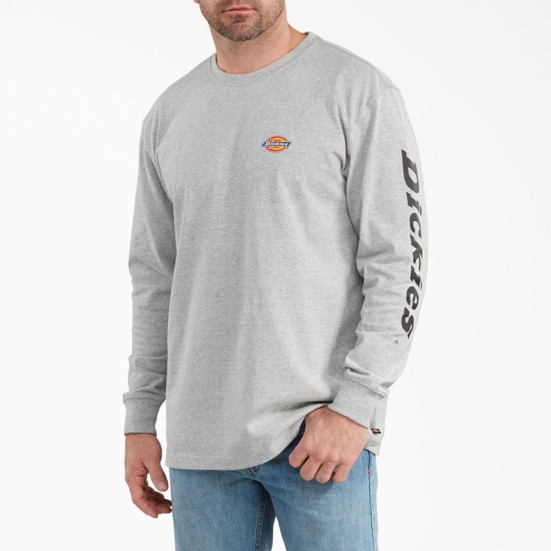 Men\'s Dickies Long-Sleeve Graphic T-Shirt Grey | 5612983-EG