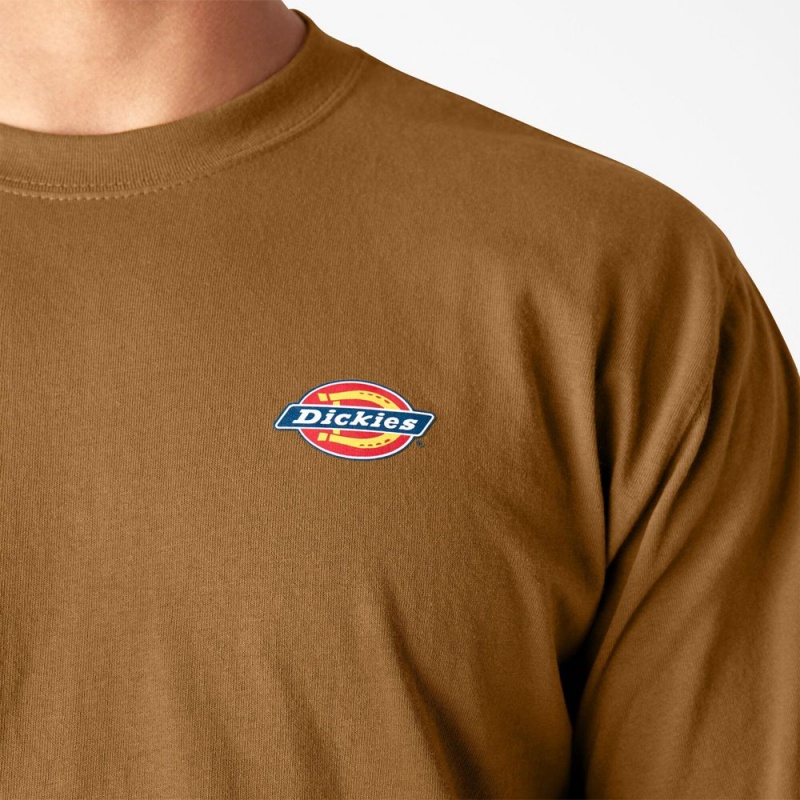 Men's Dickies Long Sleeve Workwear Graphic T-Shirt Brown | 5102736-CQ