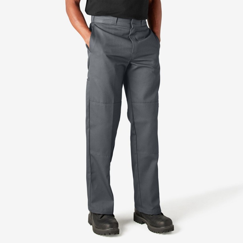 Men's Dickies Loose Fit Double Knee Work Pants Grey | 0516879-QK