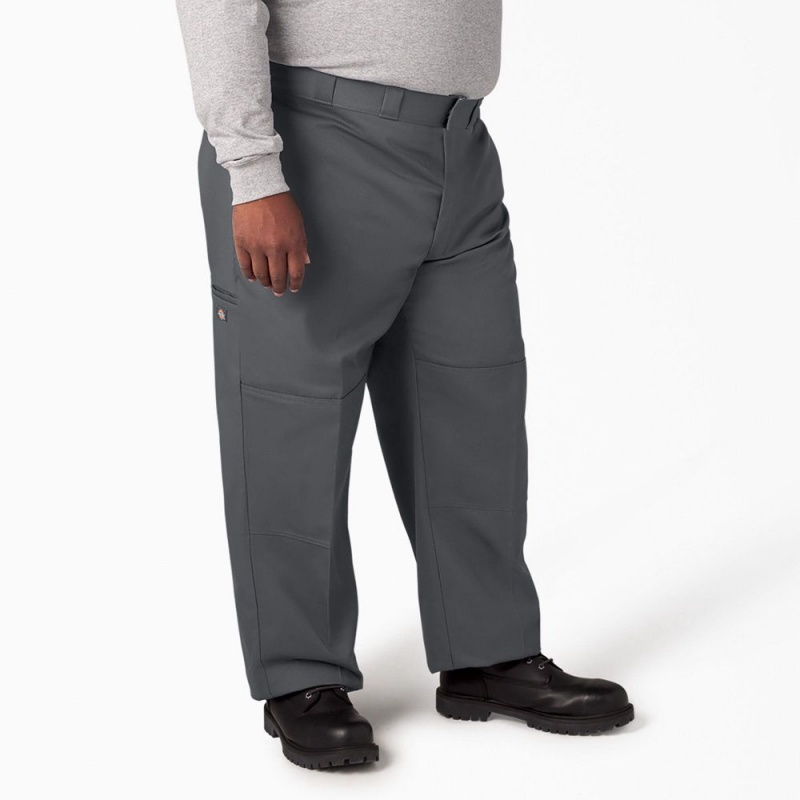 Men's Dickies Loose Fit Double Knee Work Pants Grey | 0516879-QK