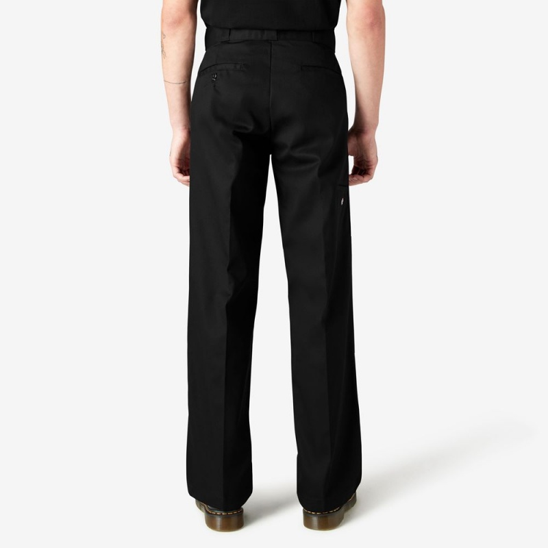 Men's Dickies Loose Fit Double Knee Work Pants Black | 5917638-DO