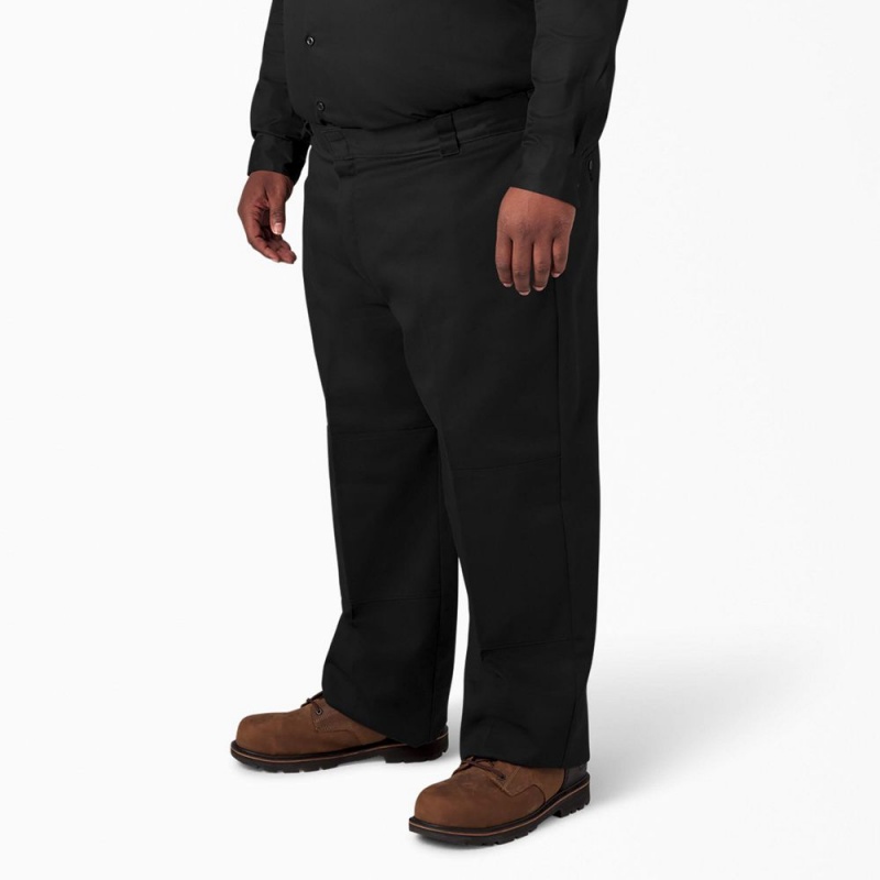 Men's Dickies Loose Fit Double Knee Work Pants Black | 5917638-DO