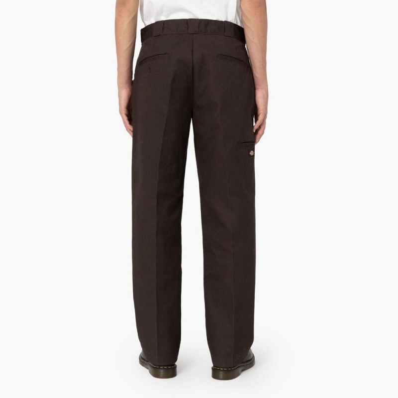 Men's Dickies Loose Fit Double Knee Work Pants Brown | 4935012-QD