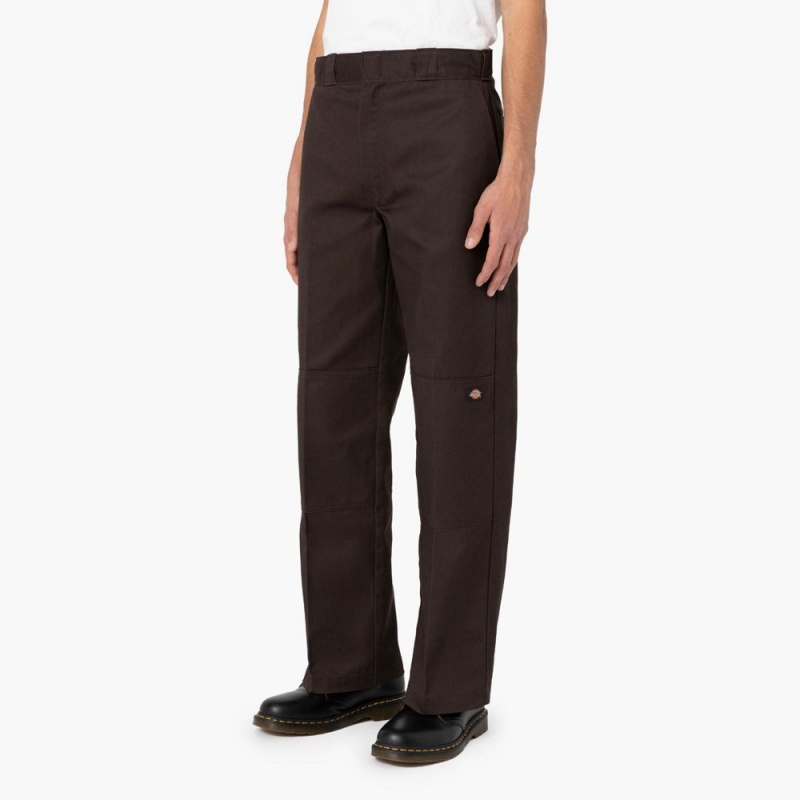 Men's Dickies Loose Fit Double Knee Work Pants Brown | 4935012-QD