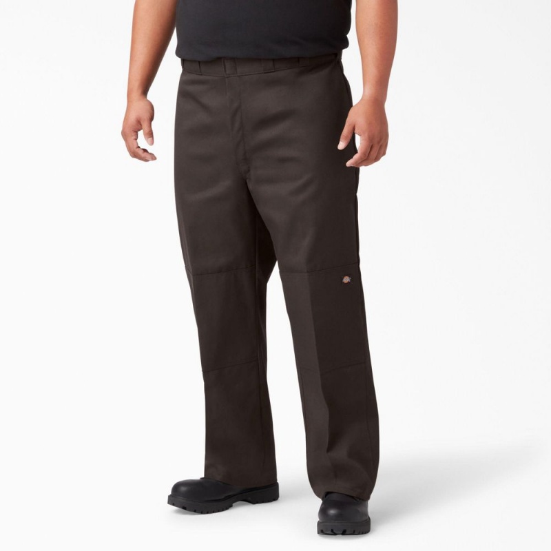 Men's Dickies Loose Fit Double Knee Work Pants Brown | 4935012-QD