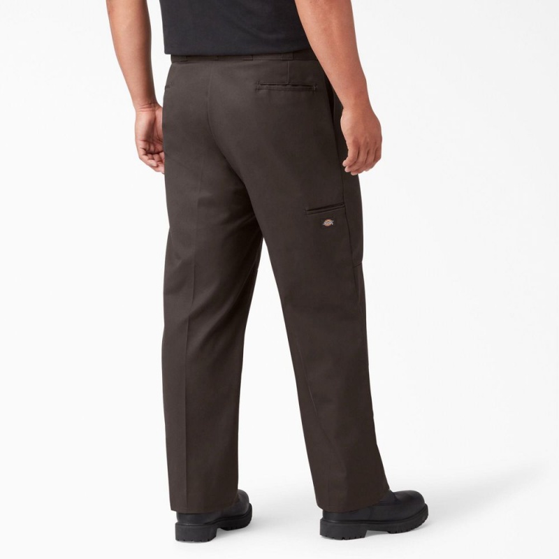 Men's Dickies Loose Fit Double Knee Work Pants Brown | 4935012-QD