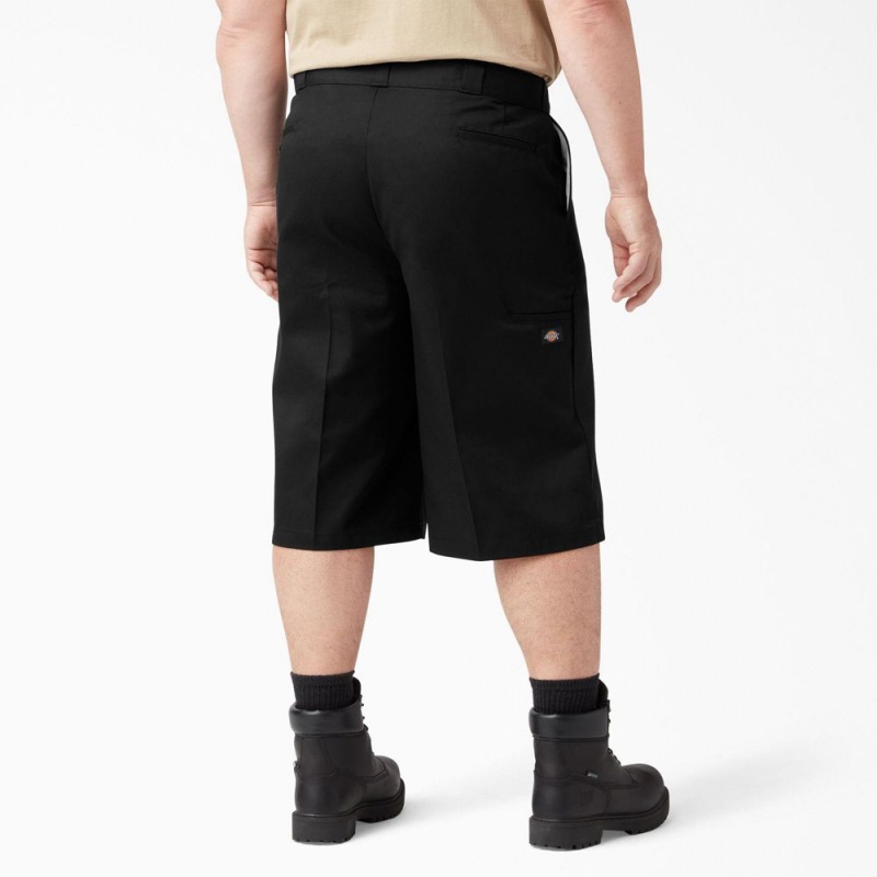 Men's Dickies Loose Fit Multi-Use Pocket Work Shorts Black | 6134729-QS