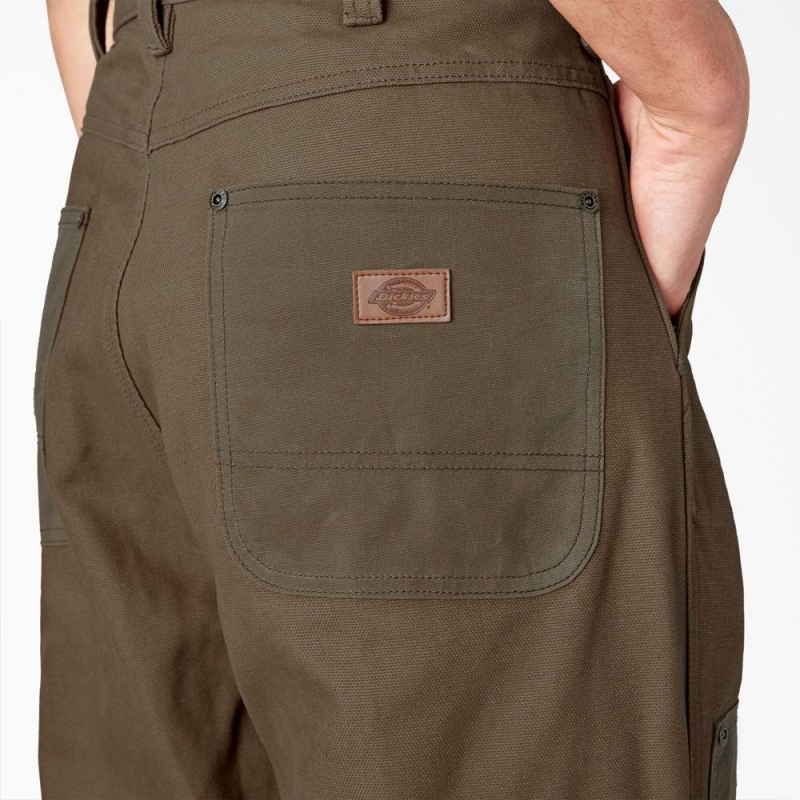 Men's Dickies Lucas Waxed Canvas Double Knee Pants Brown | 4732569-BO