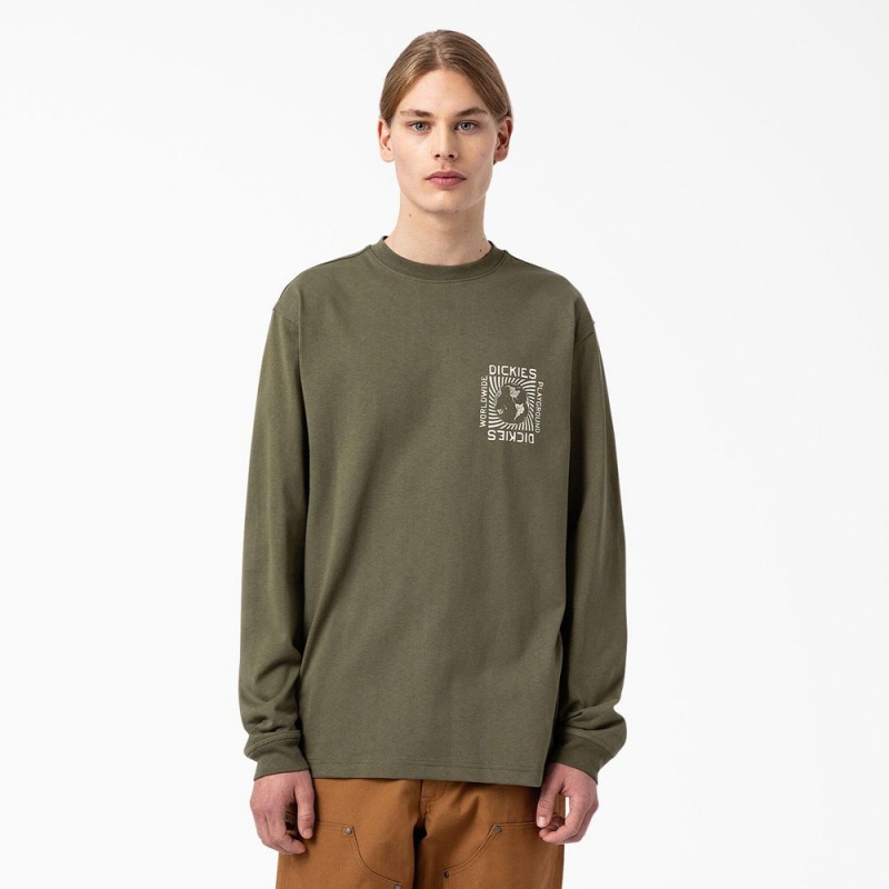 Men's Dickies Marbury Long Sleeve T-Shirt Green | 6298574-AT