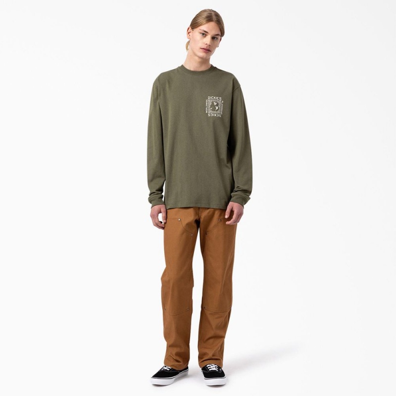 Men's Dickies Marbury Long Sleeve T-Shirt Green | 6298574-AT