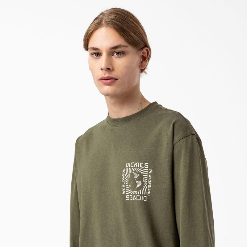 Men's Dickies Marbury Long Sleeve T-Shirt Green | 6298574-AT