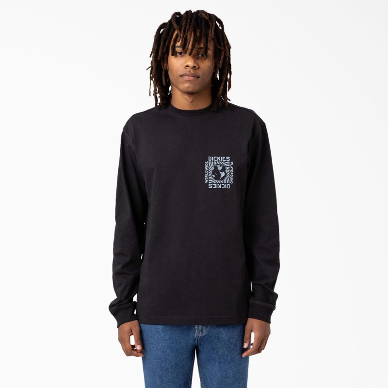 Men's Dickies Marbury Long Sleeve T-Shirt Black | 2948513-AQ