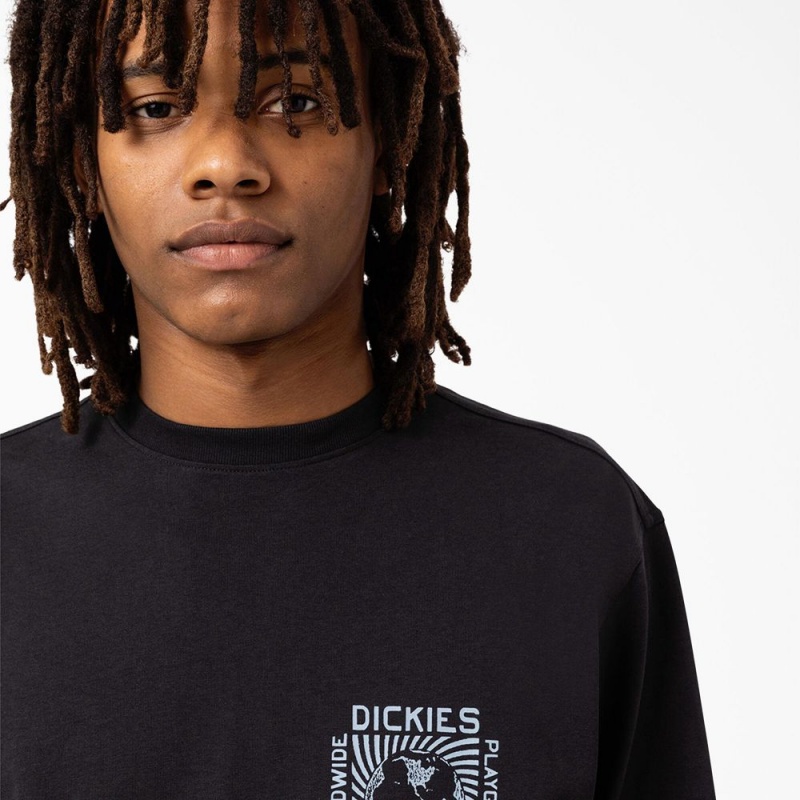 Men's Dickies Marbury Long Sleeve T-Shirt Black | 2948513-AQ