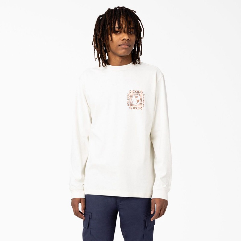 Men's Dickies Marbury Long Sleeve T-Shirt White | 7348520-PX