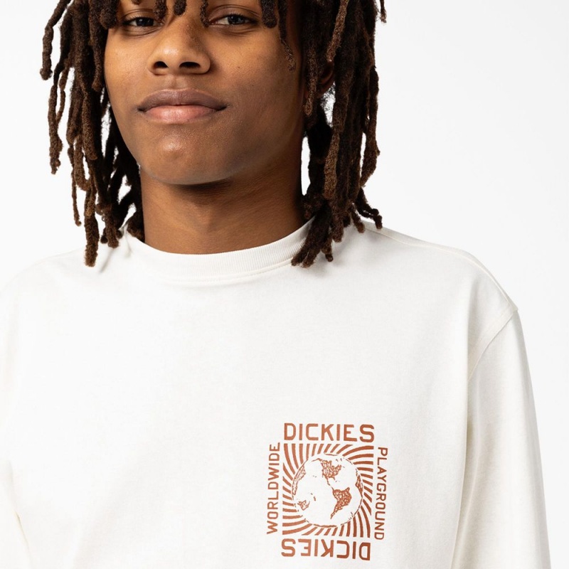 Men's Dickies Marbury Long Sleeve T-Shirt White | 7348520-PX