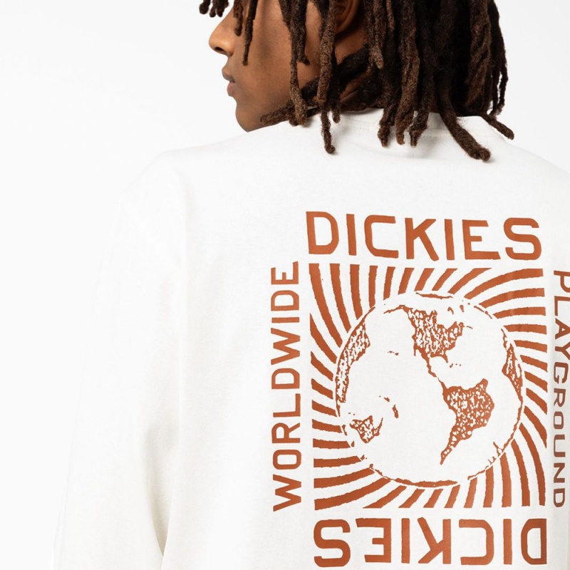 Men's Dickies Marbury Long Sleeve T-Shirt White | 7348520-PX