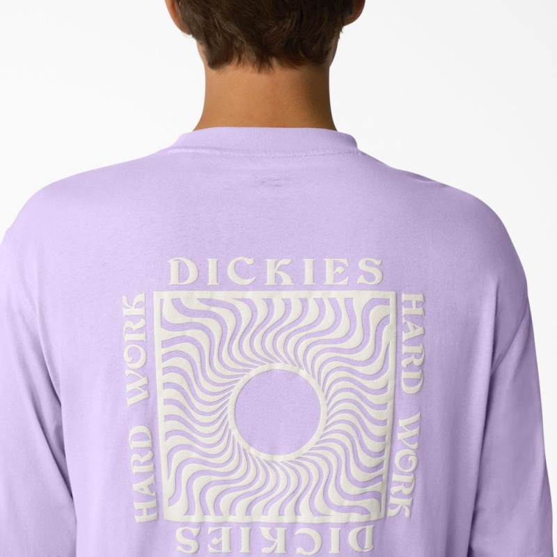 Men's Dickies Oatfield Long Sleeve T-Shirt Purple | 8052743-MC