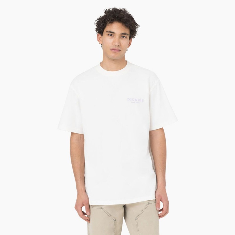 Men's Dickies Oatfield Short Sleeve T-Shirt White | 6721398-CH