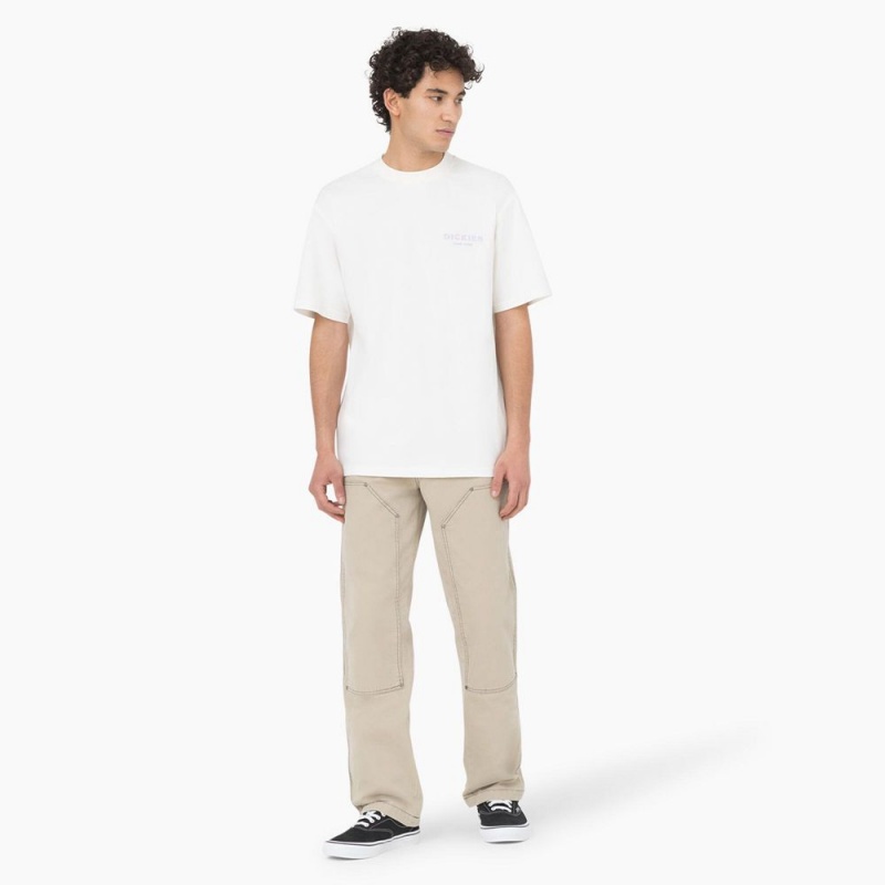 Men's Dickies Oatfield Short Sleeve T-Shirt White | 6721398-CH