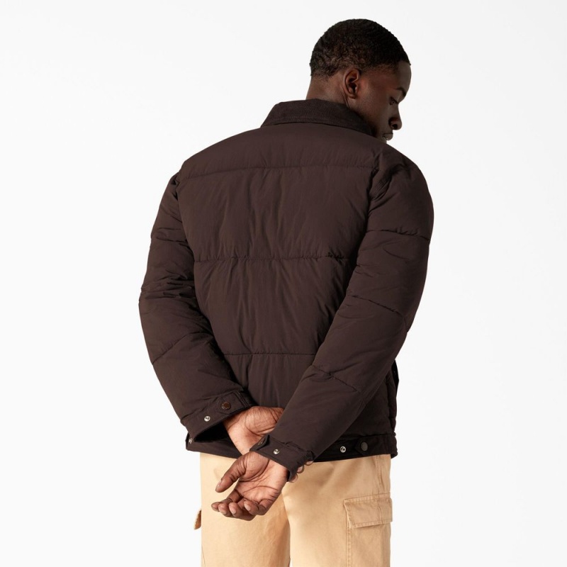 Men's Dickies Overbrook Puffer Jacket Brown | 2183649-WK