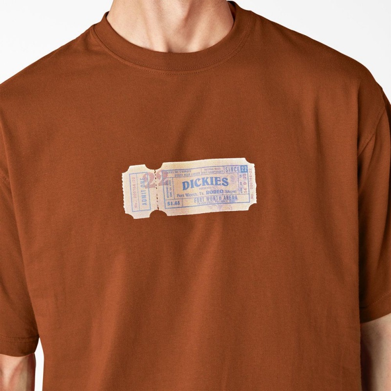 Men's Dickies Paxico Graphic T-Shirt Brown | 8195023-VL