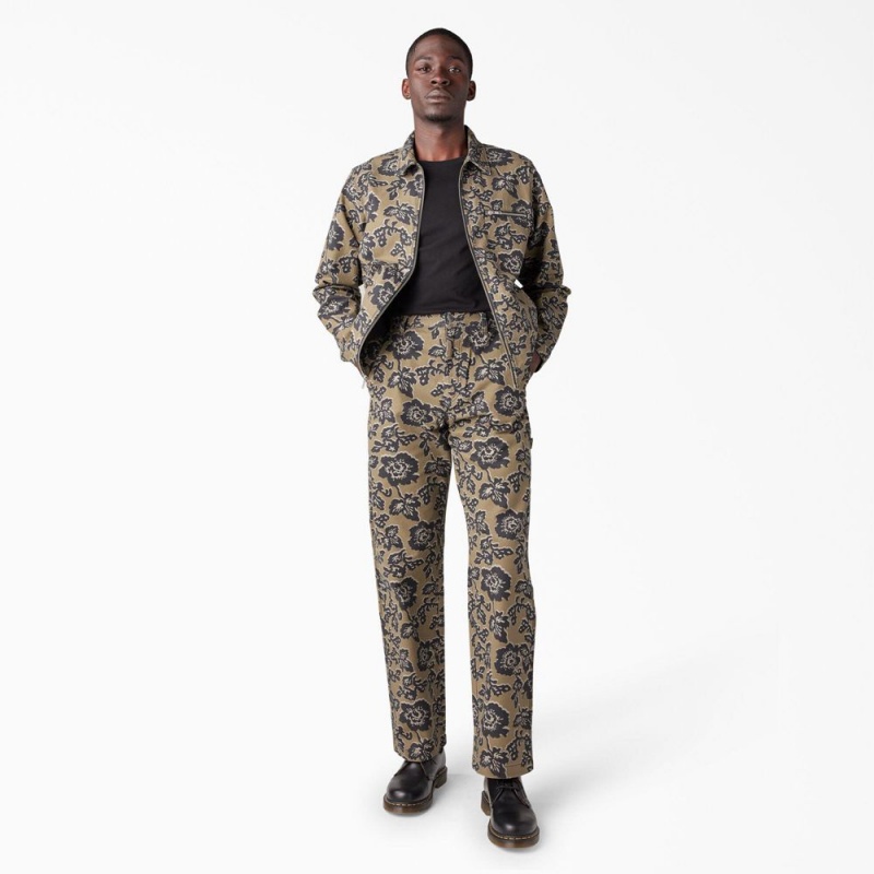 Men's Dickies Premium Collection Desert Floral Eisenhower Jacket Yellow | 7083214-VK