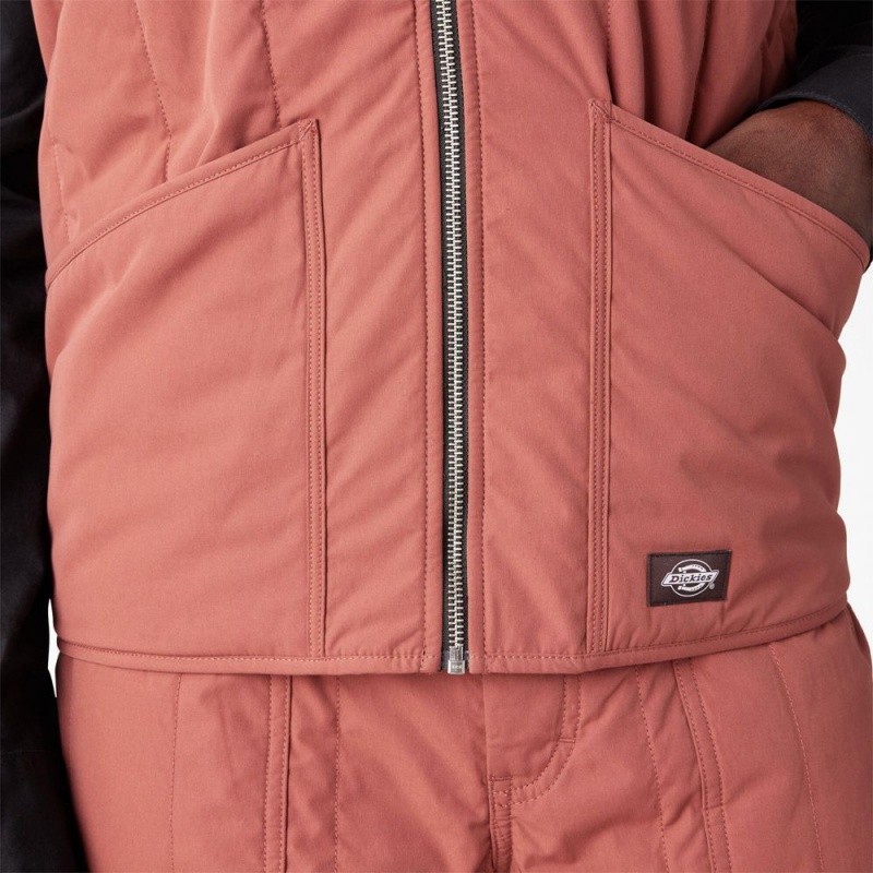 Men's Dickies Premium Collection Quilted Vest Pink | 0713526-HN