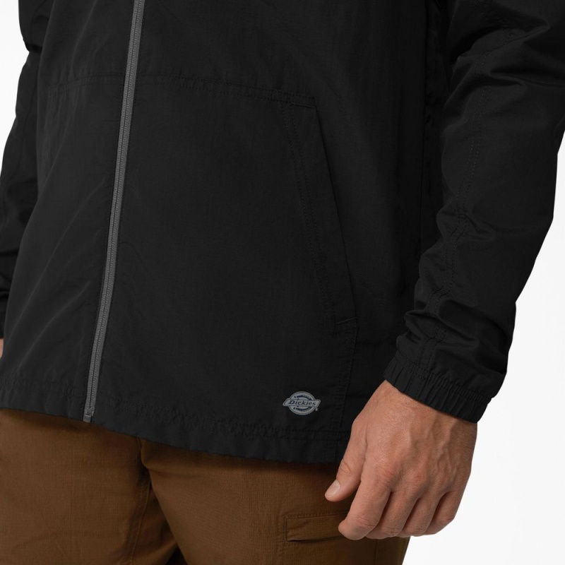 Men's Dickies ProTect Cooling Hooded Ripstop Jacket Black | 2054187-NI