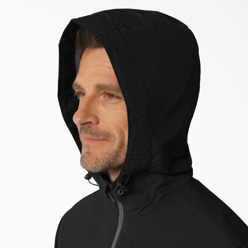 Men's Dickies ProTect Cooling Hooded Ripstop Jacket Black | 2054187-NI