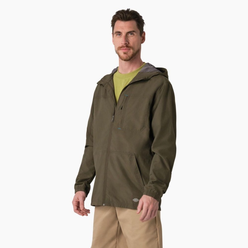 Men's Dickies ProTect Cooling Hooded Ripstop Jacket Green | 6413982-DF