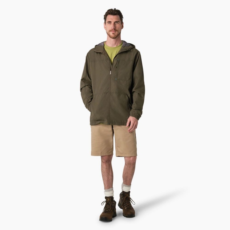 Men's Dickies ProTect Cooling Hooded Ripstop Jacket Green | 6413982-DF