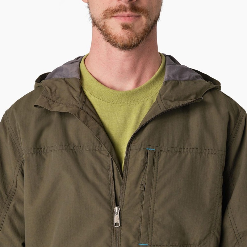 Men's Dickies ProTect Cooling Hooded Ripstop Jacket Green | 6413982-DF