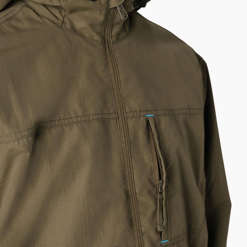 Men's Dickies ProTect Cooling Hooded Ripstop Jacket Green | 6413982-DF