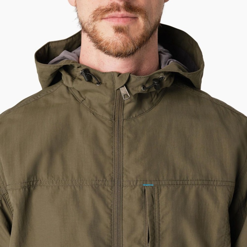 Men's Dickies ProTect Cooling Hooded Ripstop Jacket Green | 6413982-DF