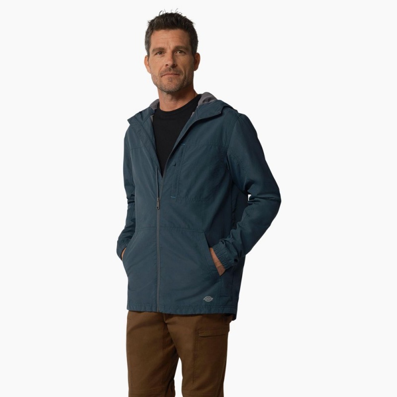 Men's Dickies ProTect Cooling Hooded Ripstop Jacket Blue | 8621795-LR