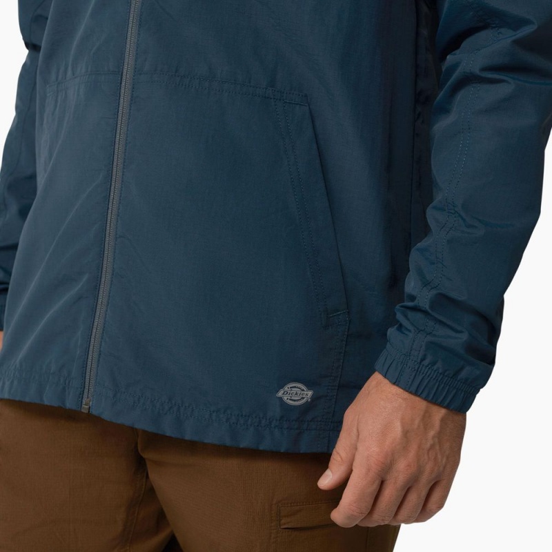 Men's Dickies ProTect Cooling Hooded Ripstop Jacket Blue | 8621795-LR