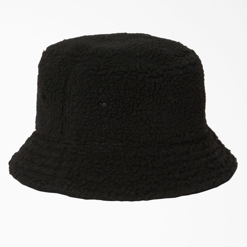 Men's Dickies Red Chute Fleece Bucket Hat Black | 2863741-RE