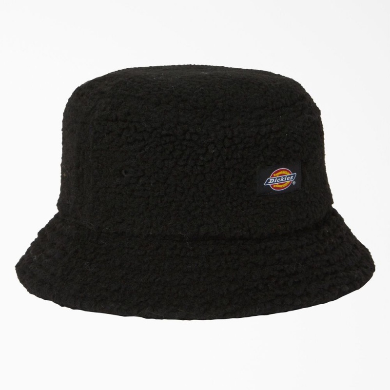 Men\'s Dickies Red Chute Fleece Bucket Hat Black | 2863741-RE