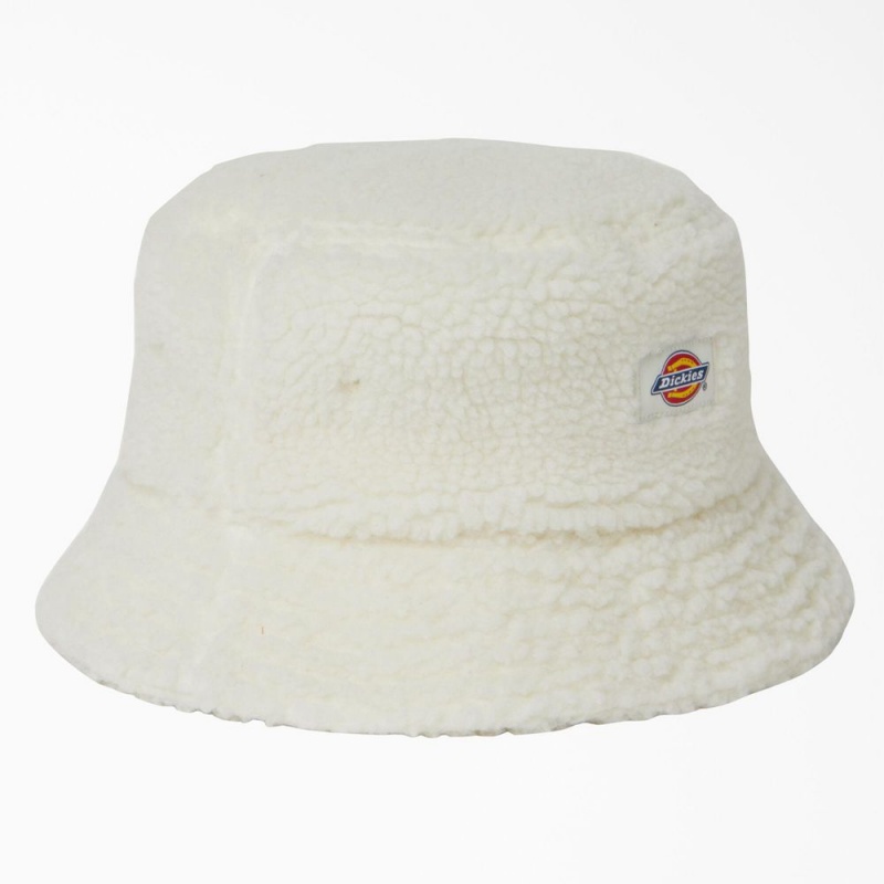 Men\'s Dickies Red Chute Fleece Bucket Hat White | 9581743-QS