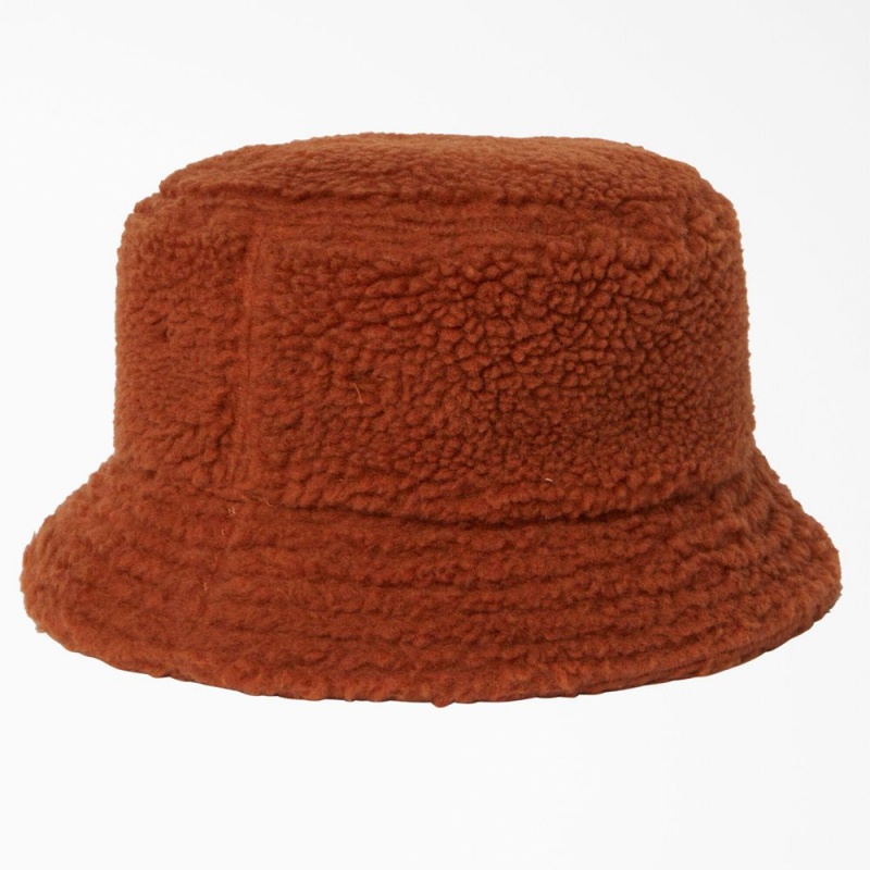 Men's Dickies Red Chute Fleece Bucket Hat Brown | 2471039-ZO