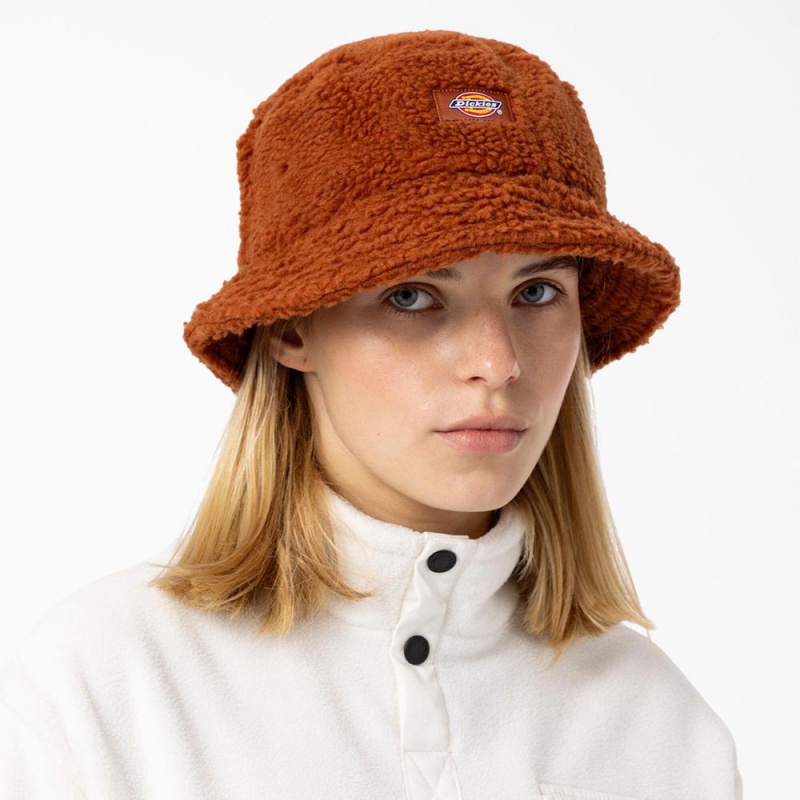 Men's Dickies Red Chute Fleece Bucket Hat Brown | 2471039-ZO