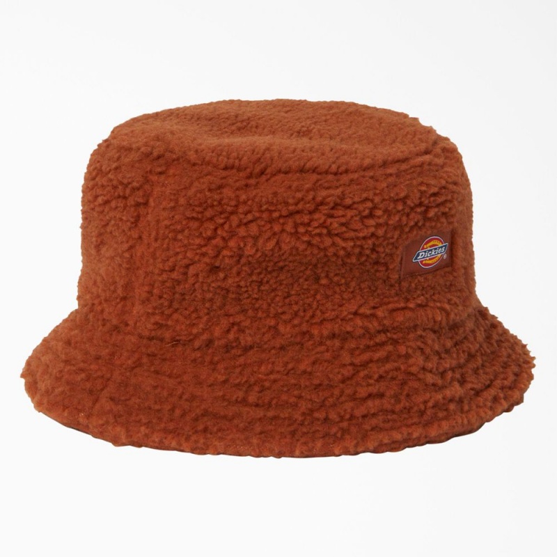 Men\'s Dickies Red Chute Fleece Bucket Hat Brown | 2471039-ZO