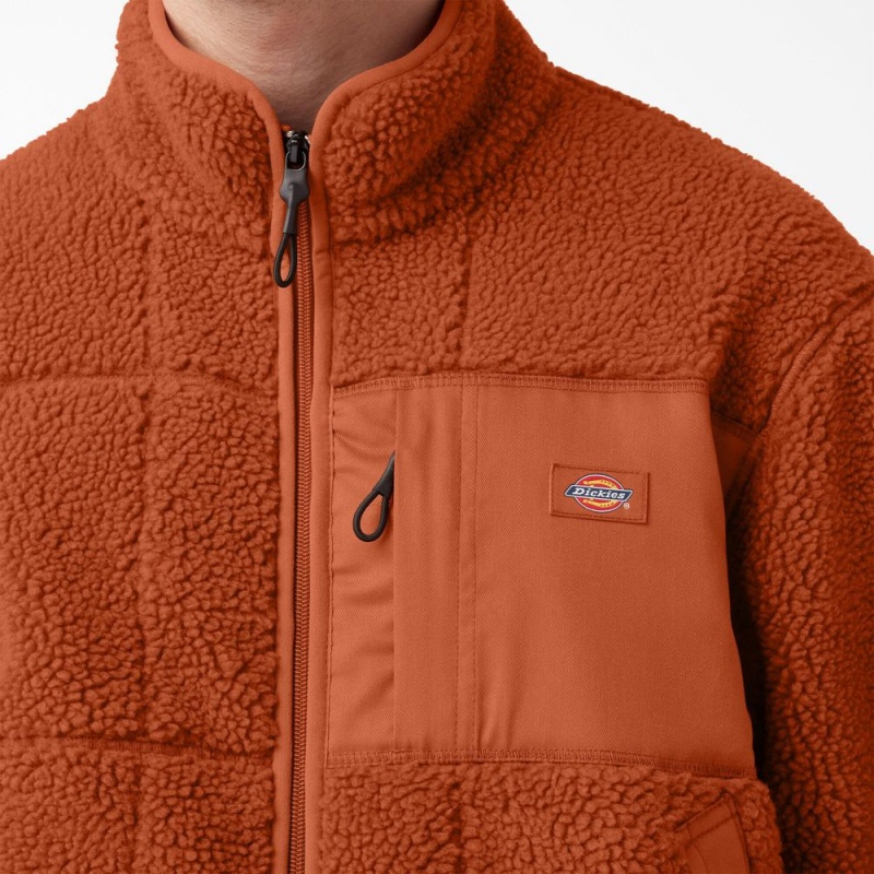 Men's Dickies Red Chute Fleece Jacket Orange | 2863149-RV