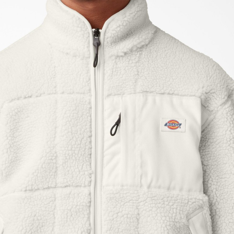 Men's Dickies Red Chute Fleece Jacket White | 2805914-GA