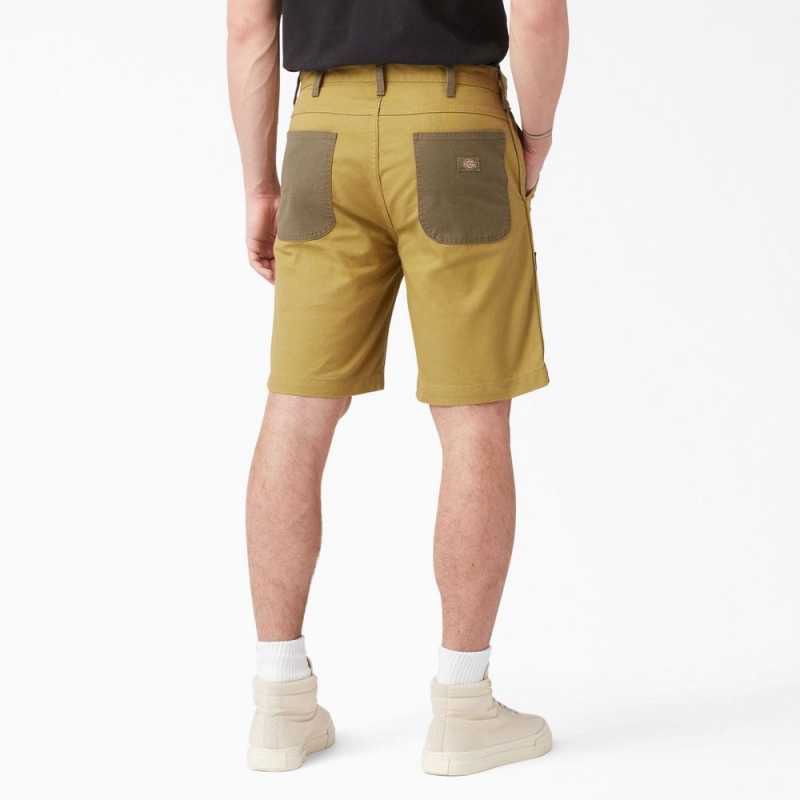 Men's Dickies Regular Fit Contrast Chap Front Shorts Yellow | 0125347-ER