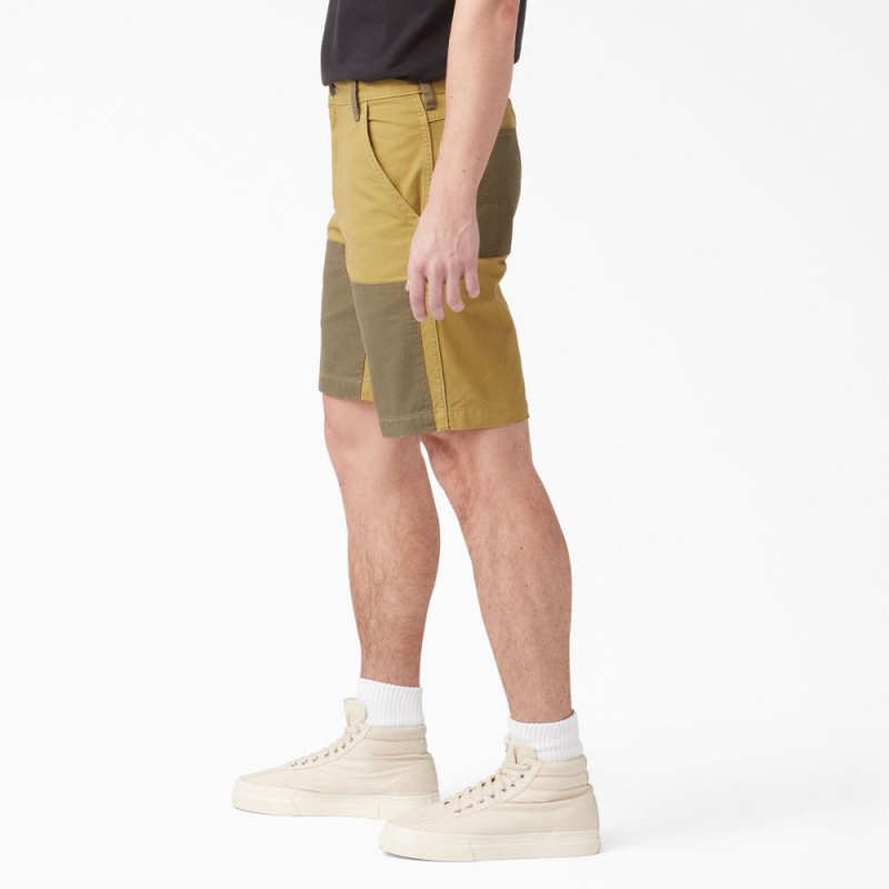 Men's Dickies Regular Fit Contrast Chap Front Shorts Yellow | 0125347-ER