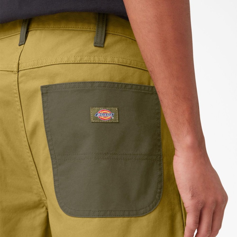 Men's Dickies Regular Fit Contrast Chap Front Shorts Yellow | 0125347-ER