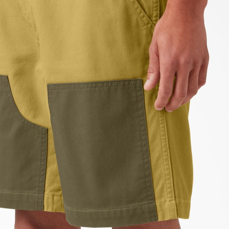 Men's Dickies Regular Fit Contrast Chap Front Shorts Yellow | 0125347-ER