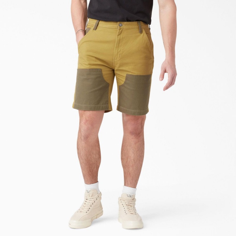 Men\'s Dickies Regular Fit Contrast Chap Front Shorts Yellow | 0125347-ER