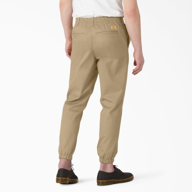 Men's Dickies Regular Fit Cropped Jogger Work Pants Khaki | 0751693-HL